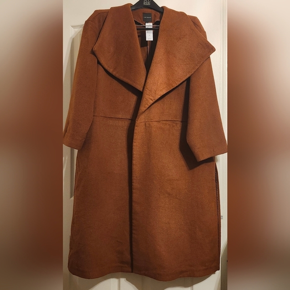Shawl-Lapel Wool Blend Open-Front Coat "Sold Out" - Picture 5 of 16